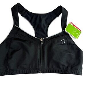 New NWT Moving Comfort Sports Bra Athletic.  Black.  Zipper in Front Women's L